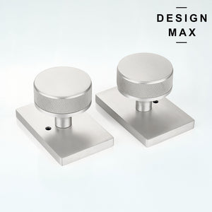 Nimbus Satin Silver Knob with Rectangular Plate Interior Door Set - Door Knob