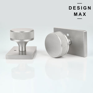 Decorative Knurled Round Knob – Solid Brass with Rectangular Backplate