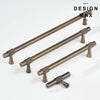 Modern knurled antique brass cabinet bar pull
