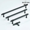 Set of black cabinet handles with knurled texture ends – Design Max.