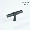 Novus matte black knurled T pull for modern cabinetry.