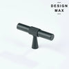 Matte black T knob with cylindrical bar and knurled surface.