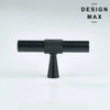 Minimalist matte black cabinet knob with textured knurled handle.