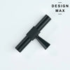 Knurled matte black hardware knob in T-shaped design.