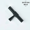 Contemporary matte black T knob for drawers and doors.