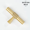 Matte brass cabinet handle with knurled design