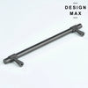 Durable gray metal drawer pulls with industrial knurled ends.