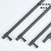 Industrial metallic gray furniture handle set with unique knurled texture.