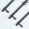 Metallic gray pull handle set with textured grips and minimalist form.