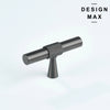 Novus T-shaped metallic gray drawer knob with knurled ends.