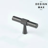 Textured metallic gray T knob for modern cabinetry.