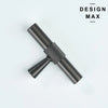 Sleek metallic gray cabinet knob in T shape with textured grip.