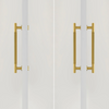 Unique brass cabinet knobs with a geometric design, adding a touch of personality to your space.
