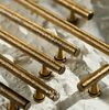 Hammered Antiqued Brass Cabinet T-Knobs and Pulls
