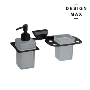 Contemporary double soap dispenser with glass cup
