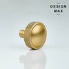 Modern brass cabinet knobs with a curved handle