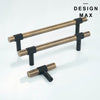 Natural sunlight enhancing warm tones of antique brass T-knobs
