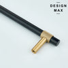 Coastal kitchen design with unlacquered brass T-pulls developing organic blue-green patina