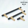 Comparison of 1" vs 1.5" vs 2" brass T-knobs for cabinet door sizing reference