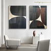 Abstract Retro Geometric Painting in Neutrals - Print on Canvas