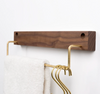Walnut Wood & Brass Towel Rack