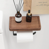 Stylish and Functional Wood Walnut Brass Toilet Paper Holder