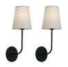 Country Industrial Wall Lamps with Flared Linen Shades
